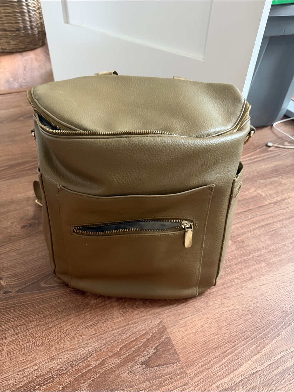 Olive Green Baby Bag Backpack - Compact Diaper Bag